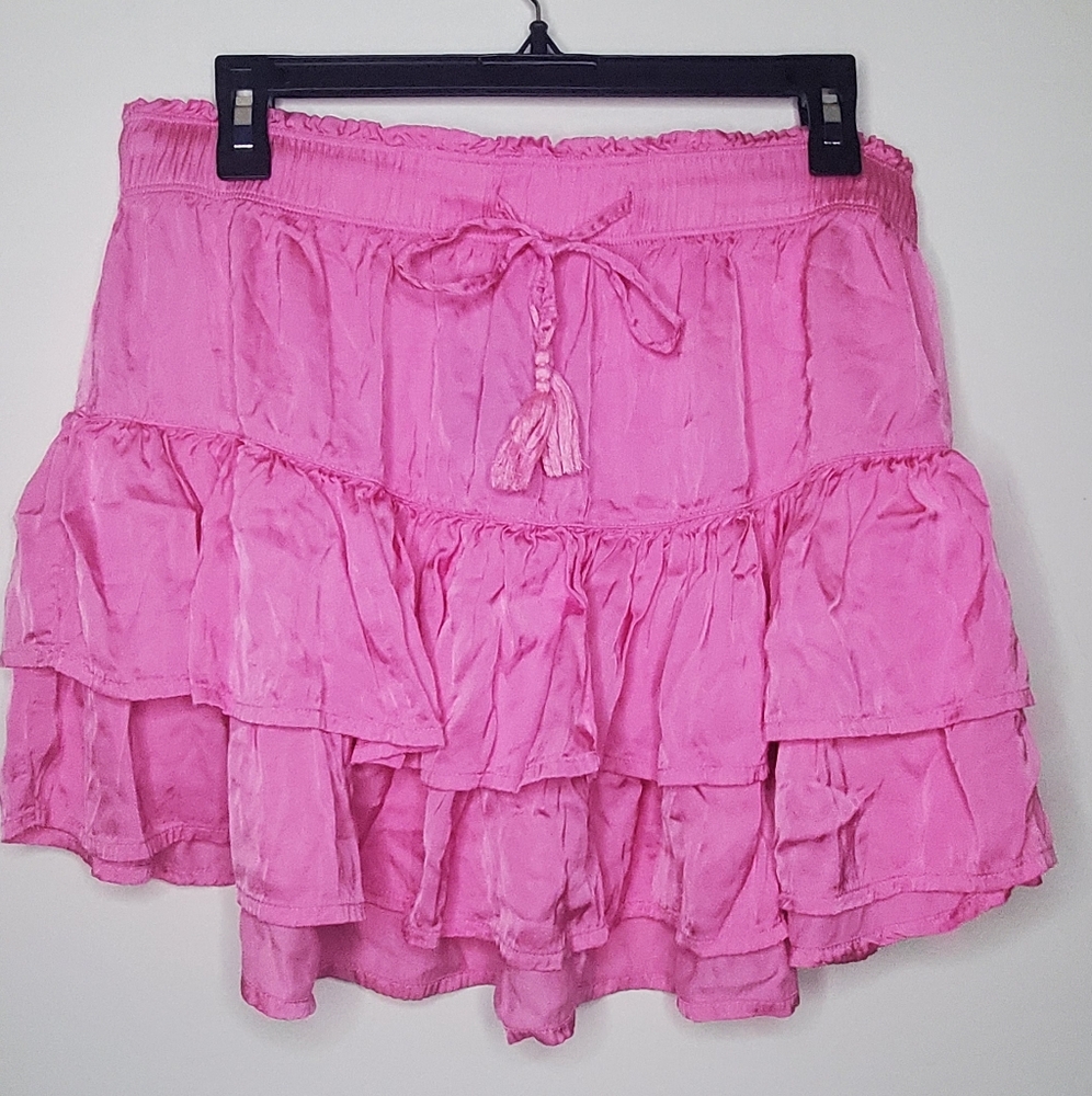 Aerie - Size L- Pink Viscose Ruffle Skirt - Picture 1 of 9